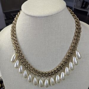 Gold Tone and Faux Pearl Necklace